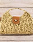 Woven Straw Top Handle Handbag