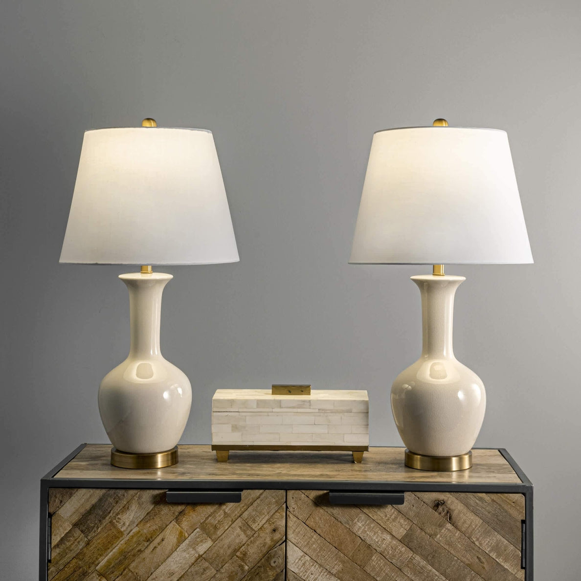 Rockville 27&quot; Ceramic Table Lamp Set