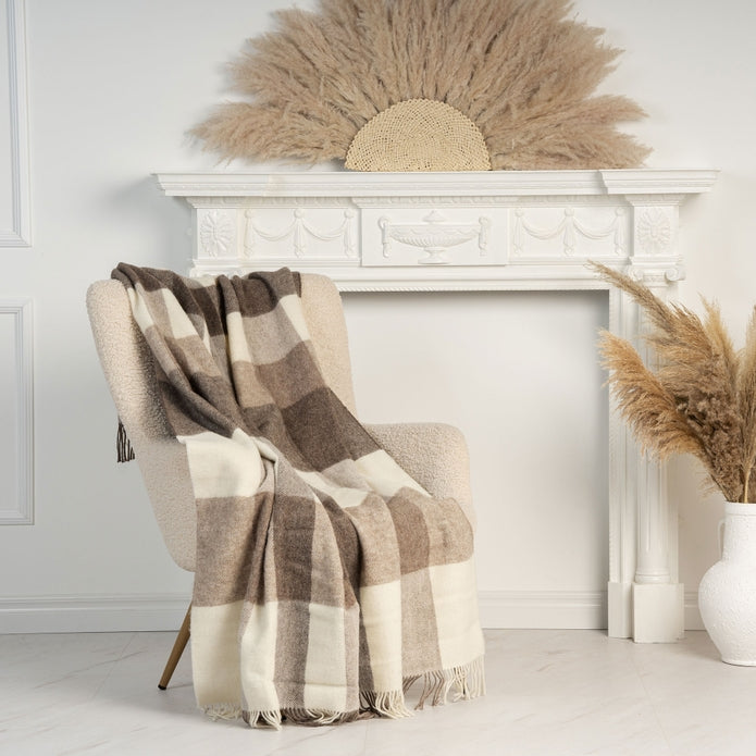 Virgin Wool Check Plaid Blanket Edinburg