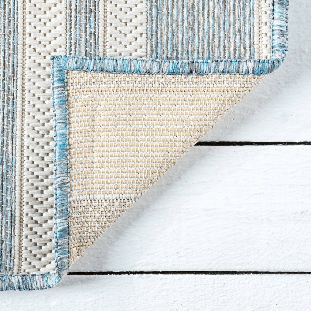 3x5 Ocean Blue Striped Indoor/Outdoor Rug