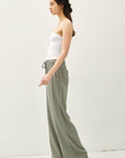 Elle-Linen Blend Wide Leg Pants