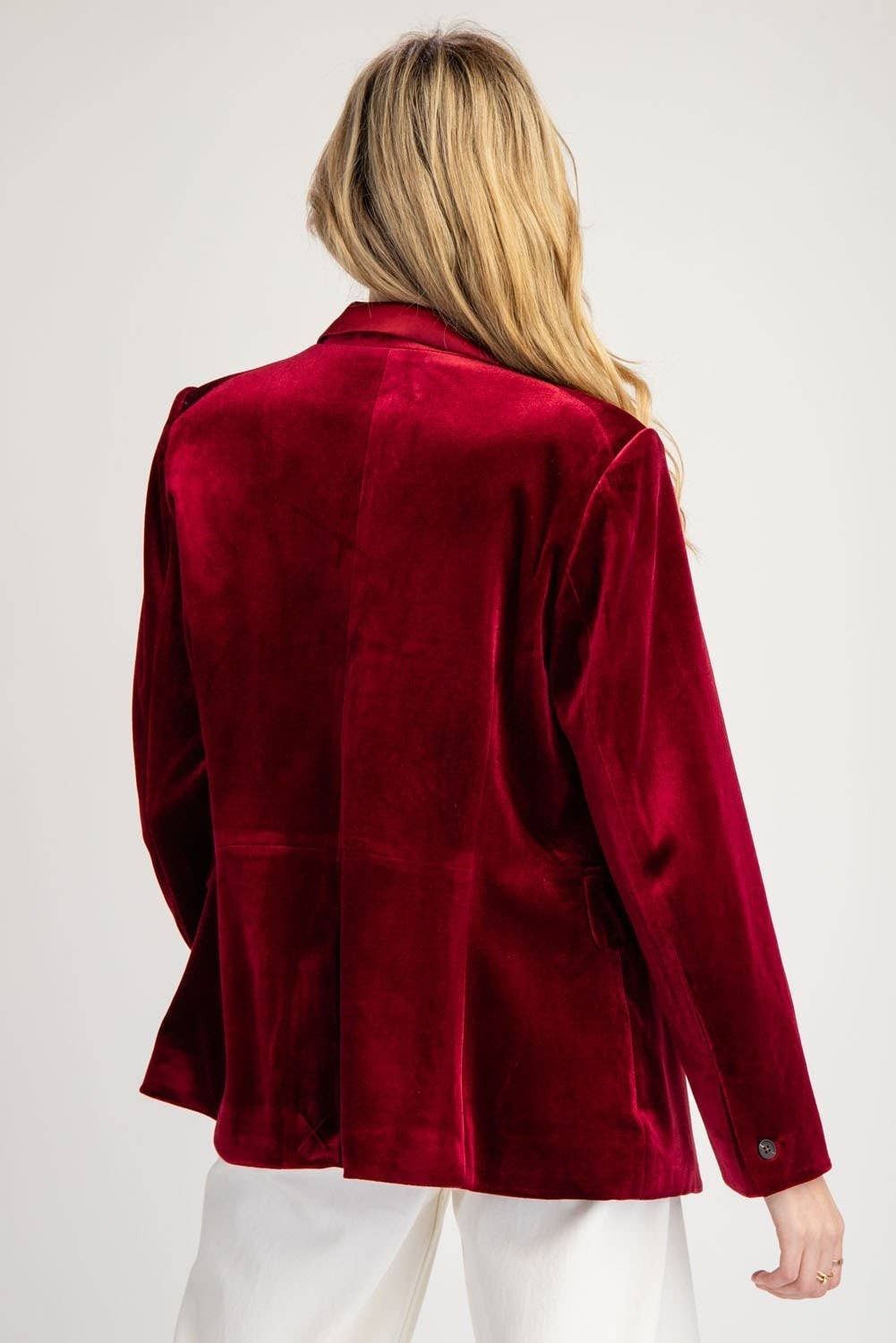 Velvet Long Sleeve One Button Blazer