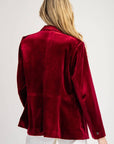 Velvet Long Sleeve One Button Blazer