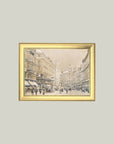 Graben in Vienna at Snow Flurry Framed Antique Art