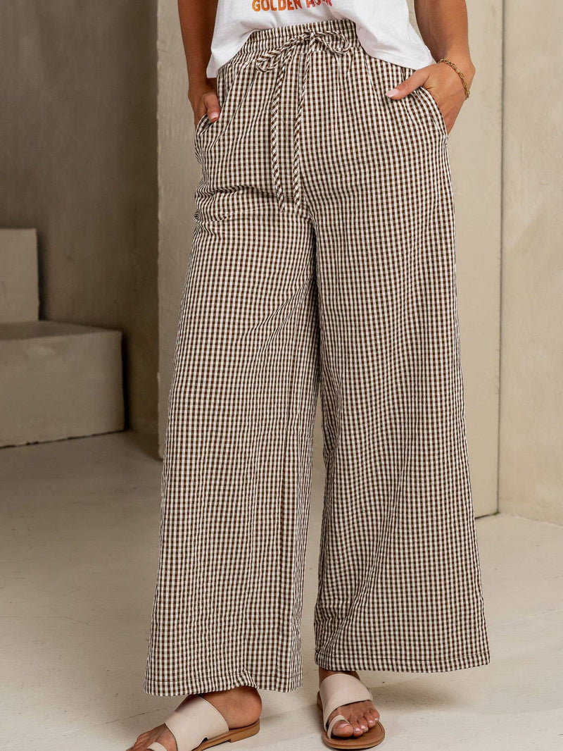 Tia Plaid Wide Leg Pants