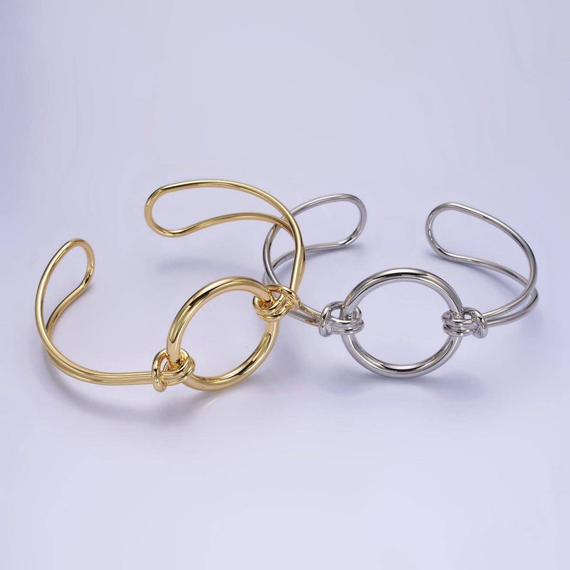 14K Gold Filled Round Circle Rope Tied Minimalist Cuff Bangle Bracelet - Cloth + Cabin