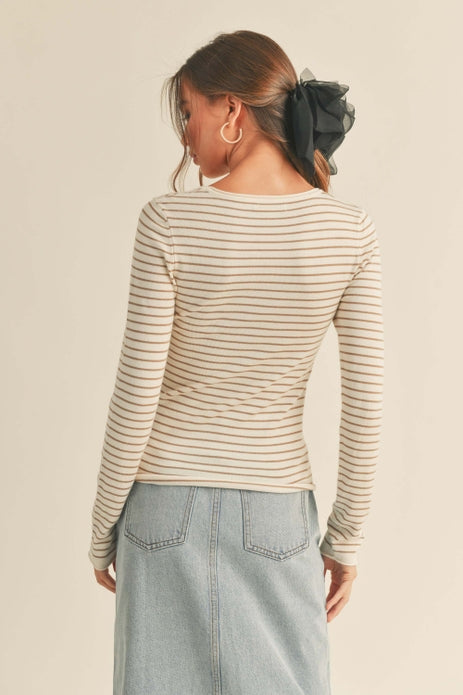 Sloane Striped Knit Top / Taupe