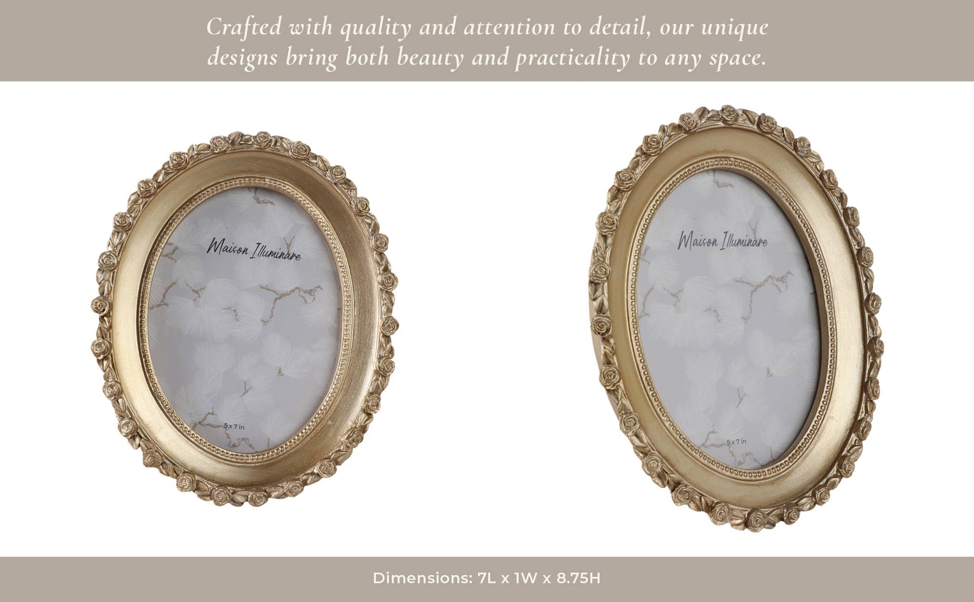 Gold Polyresin Oval Rosette Border Photo Frame - Cloth + Cabin