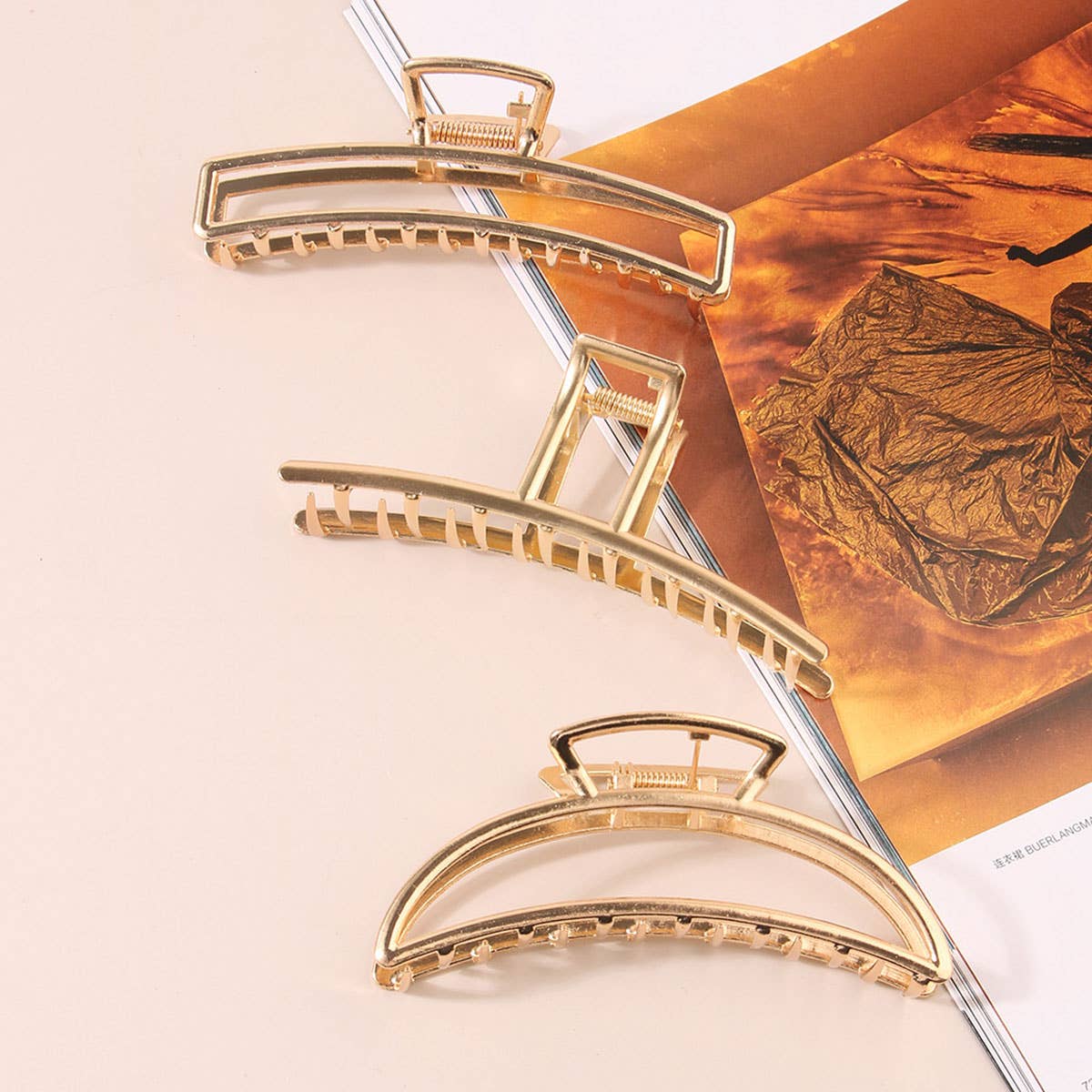 6-Pack Gold Tone Metal Hair Claws, Strong Hold_CWABE0199 - Cloth + Cabin