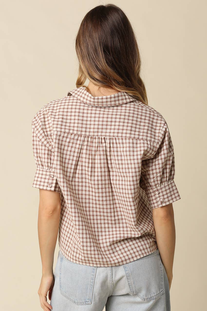 Anni Gingham Puff Sleeve Blouse