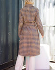 Olivia-Wool Blend Long Overcoat With Tie Belt