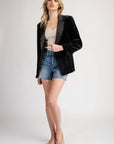 Velvet Long Sleeve One Button Blazer