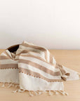 Oversized Woven Hand Towel in Tan Striped