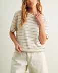 Luciana Stripe Cotton Linen Top