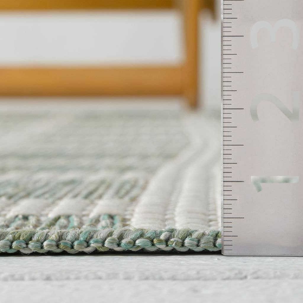 3x5 Ocean Gridscape Green Indoor/Outdoor Area Rug