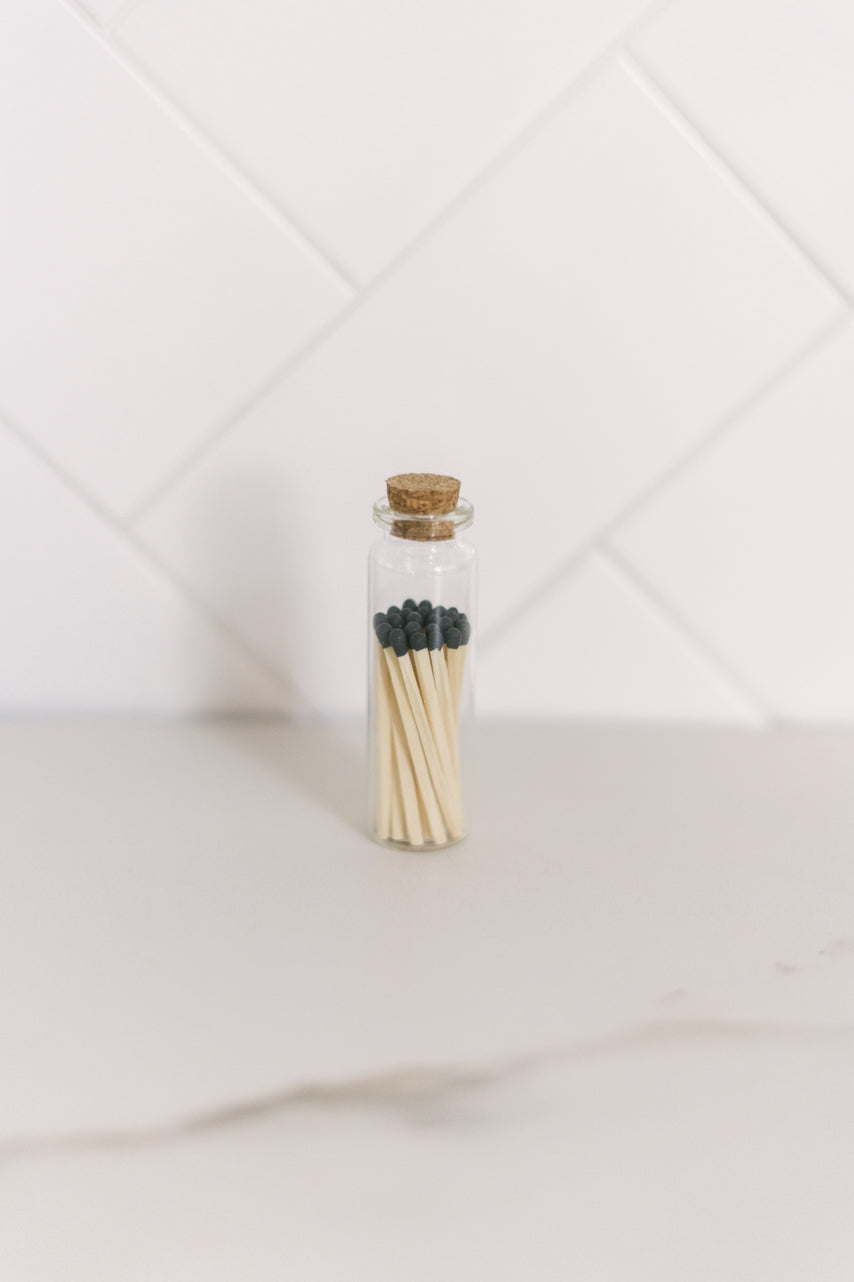 Mini Decorative Matches In Jar / Black