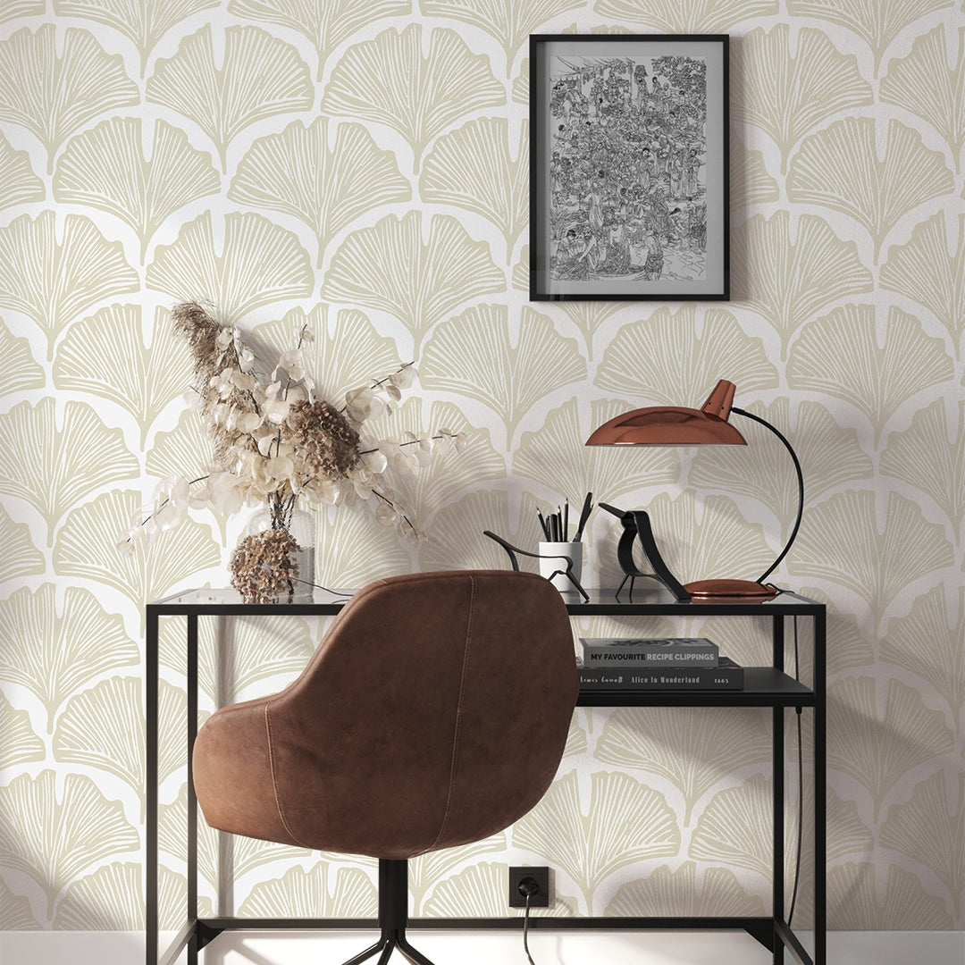 Feather Palm White Peel and Stick Wallpaper