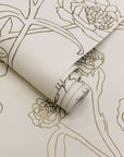 Peonies Gold Leaf Peel and Stick Wallpaper