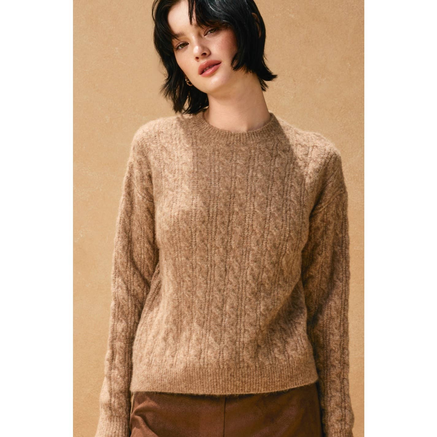 Peyton Cable Knit Crew Neck Sweater