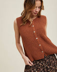Shaylee Textured Button-Up Sweater Vest