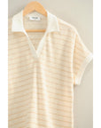 Kaylyn Striped V-Neck Collared Top