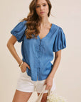 Danika Bubble-Sleeves Top