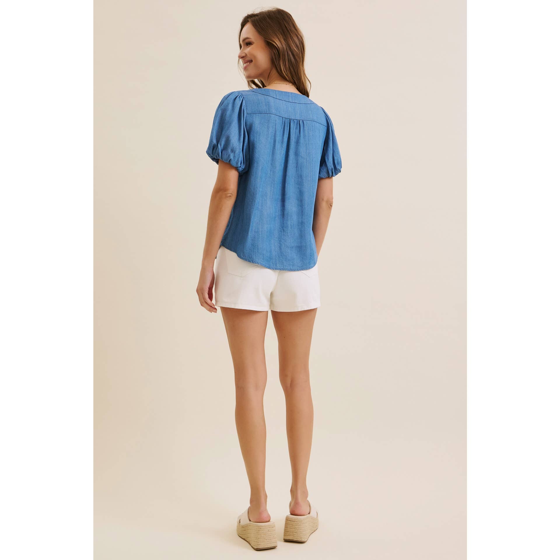 Danika Bubble-Sleeves Top