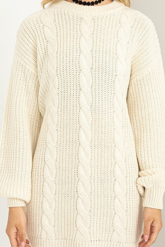 Chloe Cable Knit Ribbed Mini Sweater Dress