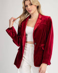 Velvet Long Sleeve One Button Blazer