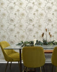 Peonies Gold Leaf Peel and Stick Wallpaper