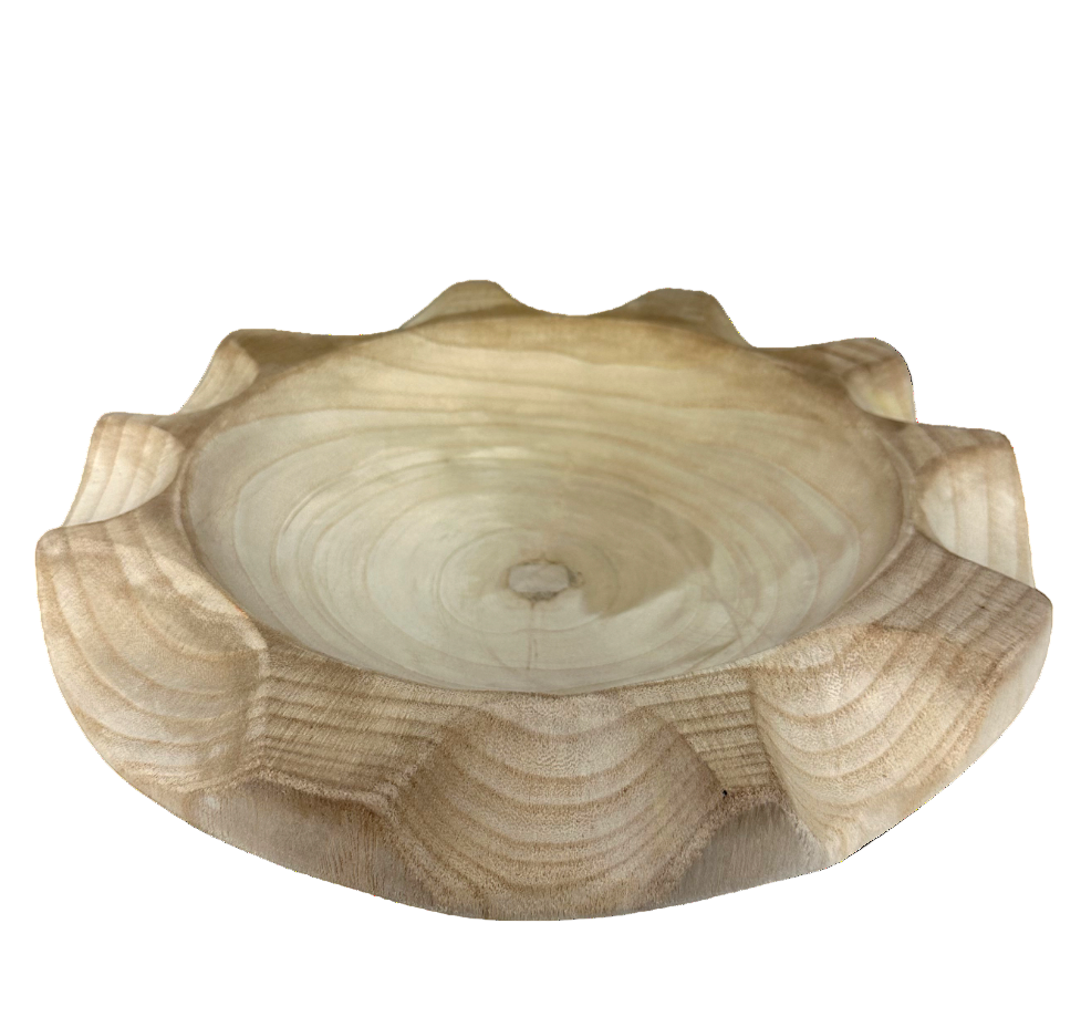 Antique White Wood Scalloped Bowl