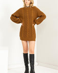 Chloe Cable Knit Ribbed Mini Sweater Dress