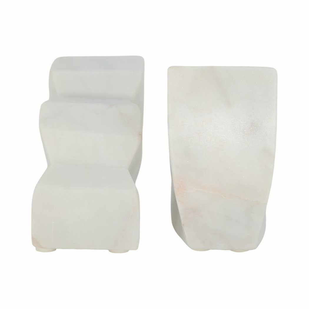 Marble Fluted Bookends / Set of 2 - Cloth + Cabin