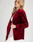 Velvet Long Sleeve One Button Blazer