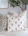 Jardim Floral Block Printed Pillow Cover | Olive