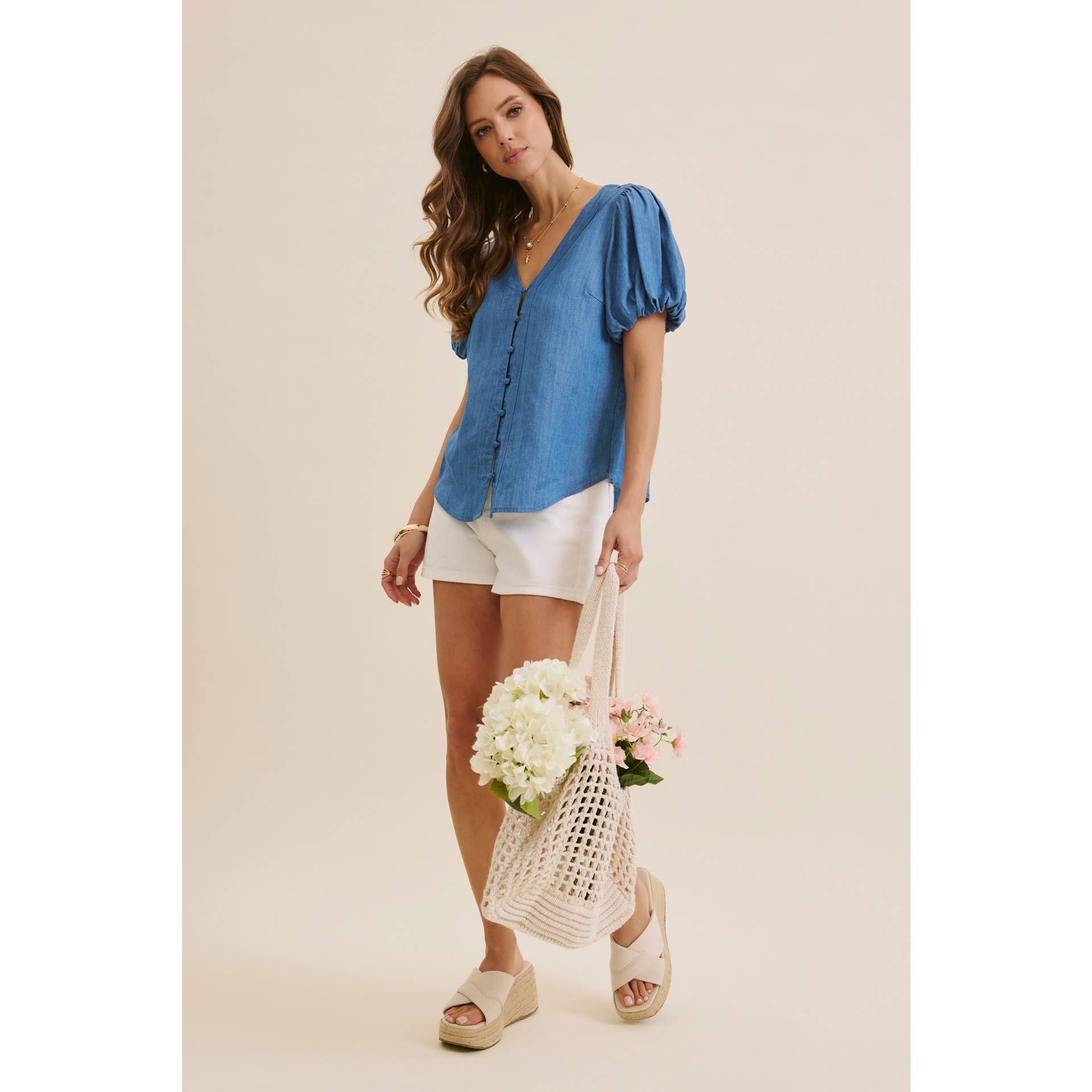 Danika Bubble-Sleeves Top