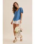 Danika Bubble-Sleeves Top