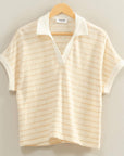 Kaylyn Striped V-Neck Collared Top