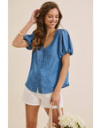 Danika Bubble-Sleeves Top