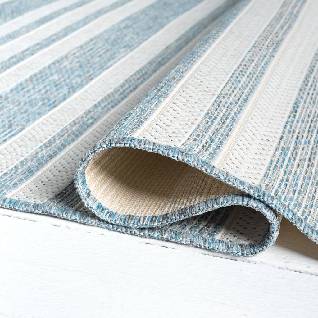 3x5 Ocean Blue Striped Indoor/Outdoor Rug