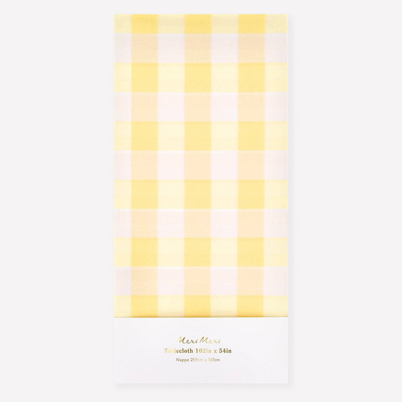 Yellow Gingham Paper Tablecloth