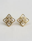 Clover Shell Zircon Stud Earrings