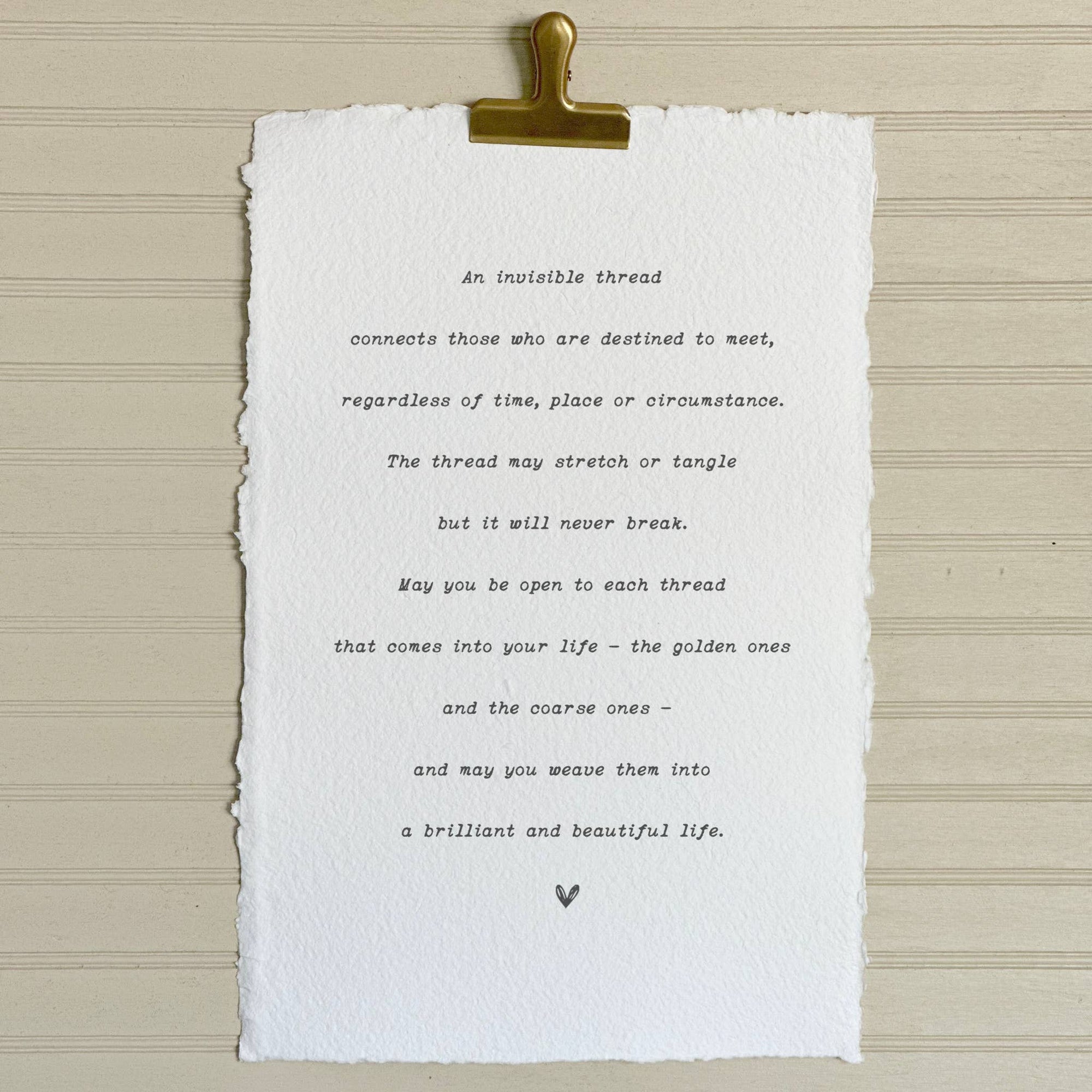 Handmade Paper Print, Invisible Thread Inspirational Sign - Cloth + Cabin