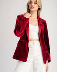 Velvet Long Sleeve One Button Blazer