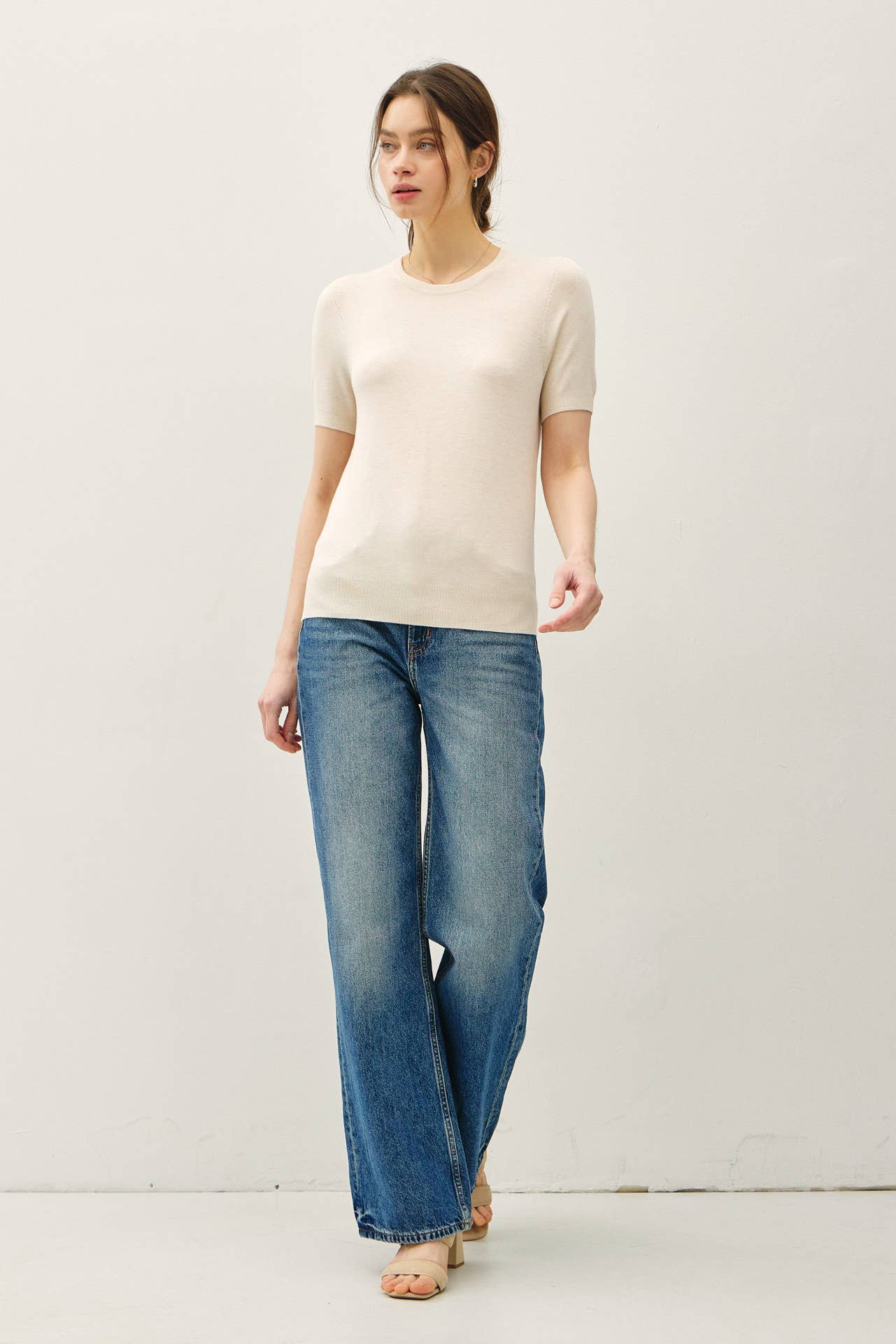 Molly Basic Short Sleeve Sweater Tee