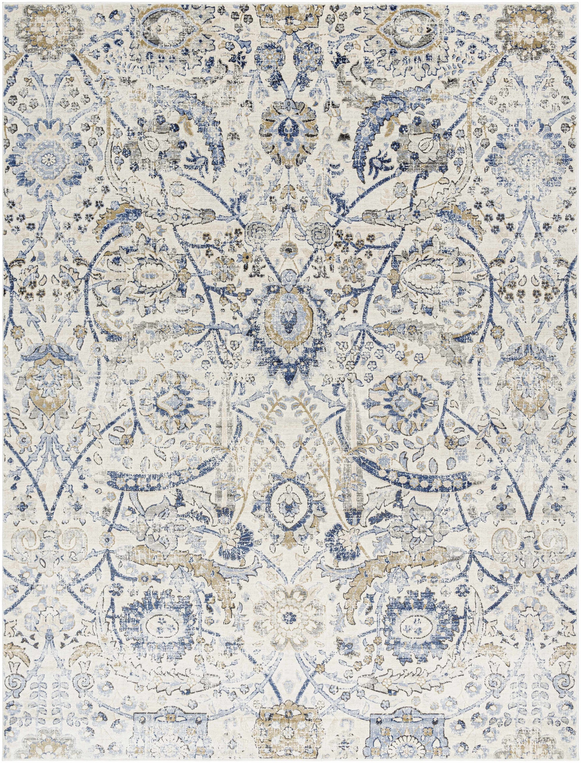 Georgiana Beige &amp; Blue Area Rug