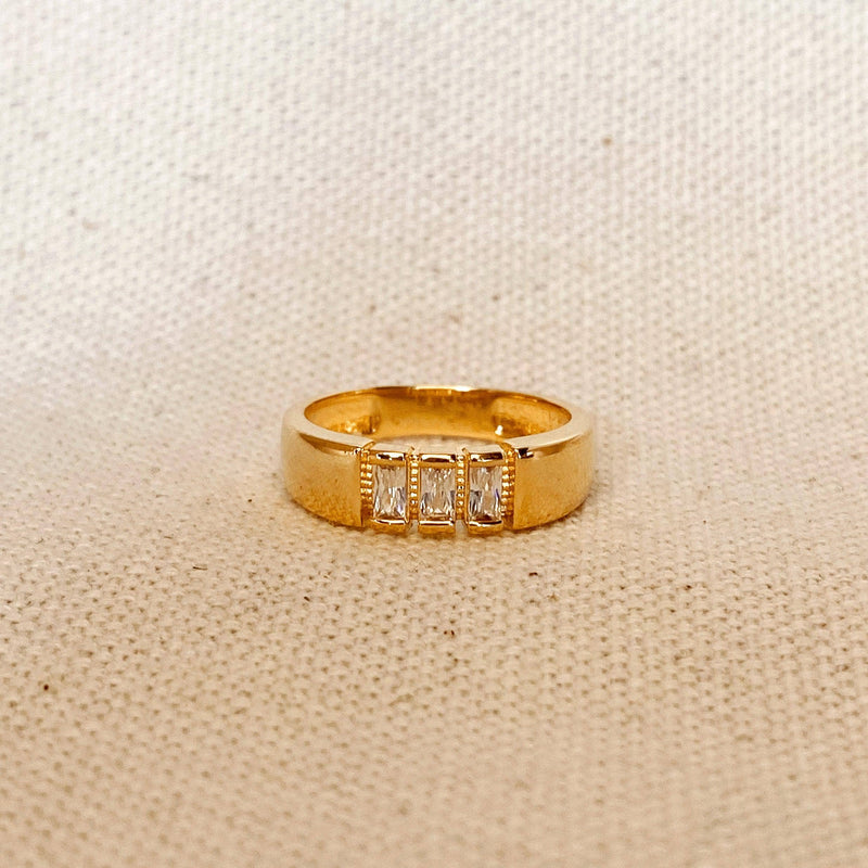 Maddie 18k Gold Filled Trio baguette CZ Ring