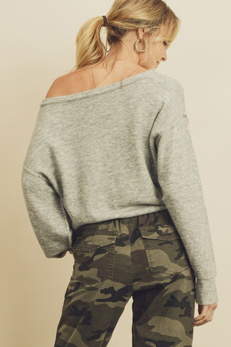 Slouchy V-Neck Pullover Sweater