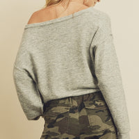 Slouchy V-Neck Pullover Sweater