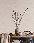 Horizontal Grasscloth Ecru Peel and Stick Wallpaper